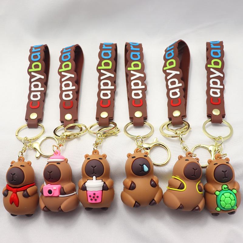 Chaveiro Pingente de Pelúcia Capivara - Fofo Ornamento de Casal, Prêmio de Máquina de Garra, Pequeno Presente