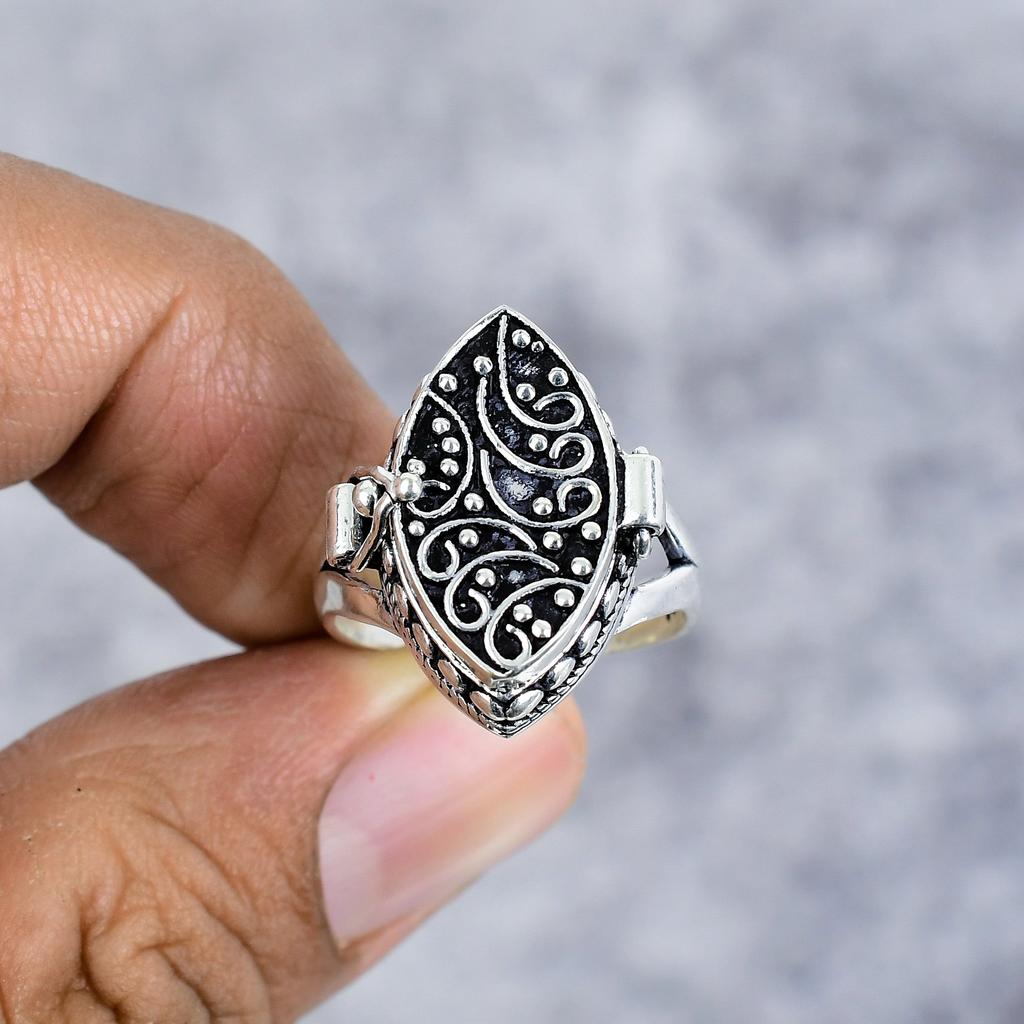 Vintage Look Gemstone Handmade 925 Sterling Silver Jewelry Ring Size 8.5 M-2665