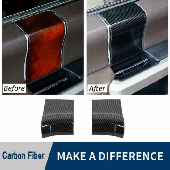 Carbon Fiber Inner Door Handle Panel Trim Cover For Ford F150 F-150 2015+ 2Door