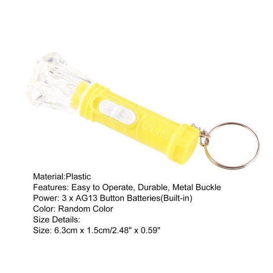 10Pcs Flashlight Toy Metal Buckle Portable Diamond Shape Exquisite Comfortable Grip Entertainment Fine Workmanship Kids Flash Light Key Rings Pendant