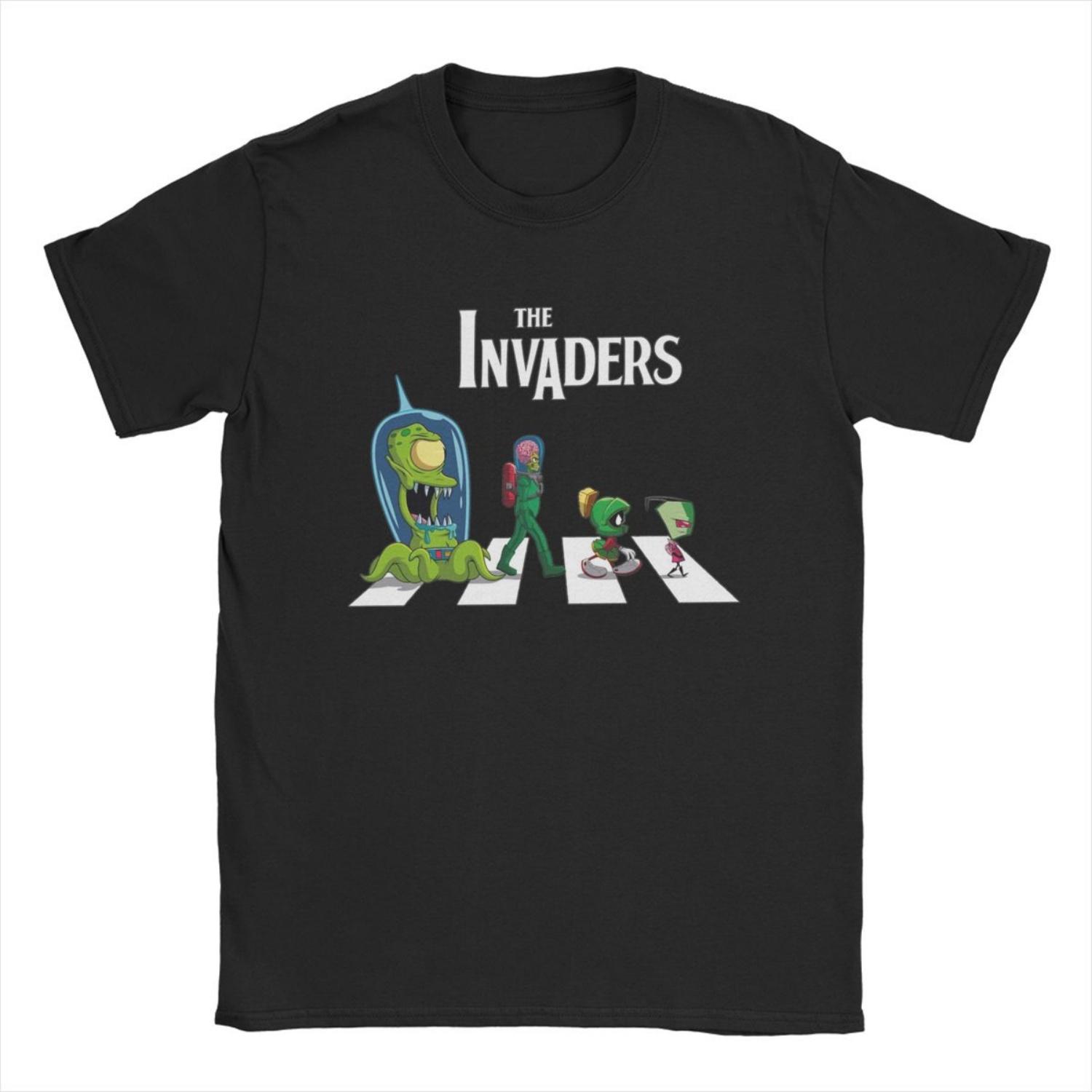 

Мужская футболка The Invaders Crosswalk Invader Zim Модные хлопковые футболки с коротким рукавом, футболки с круглым вырезом, топы больших размеров S чёрный