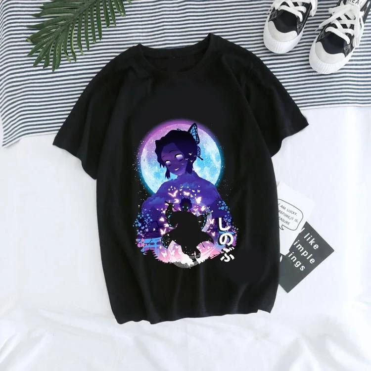 Tanjirou Kamado Kaus Wanita Kimetsu Kaus Wanito Printed Harajuku T-shirt Women's T-Shirt Kaus Grafis Anime Demon Slayer Uniseks