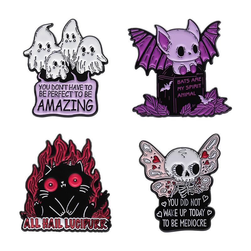 Multipurpose Trendy Halloween Brooch With Eyecatching Skull Bat And Ghost Features All For