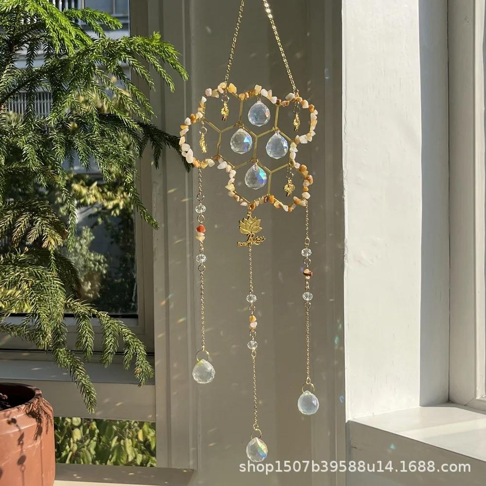 Sunshine Catcher Pendant Customized Wind Chime New Product Big Beehive Little Bee Natural Crystal Sun Catcher