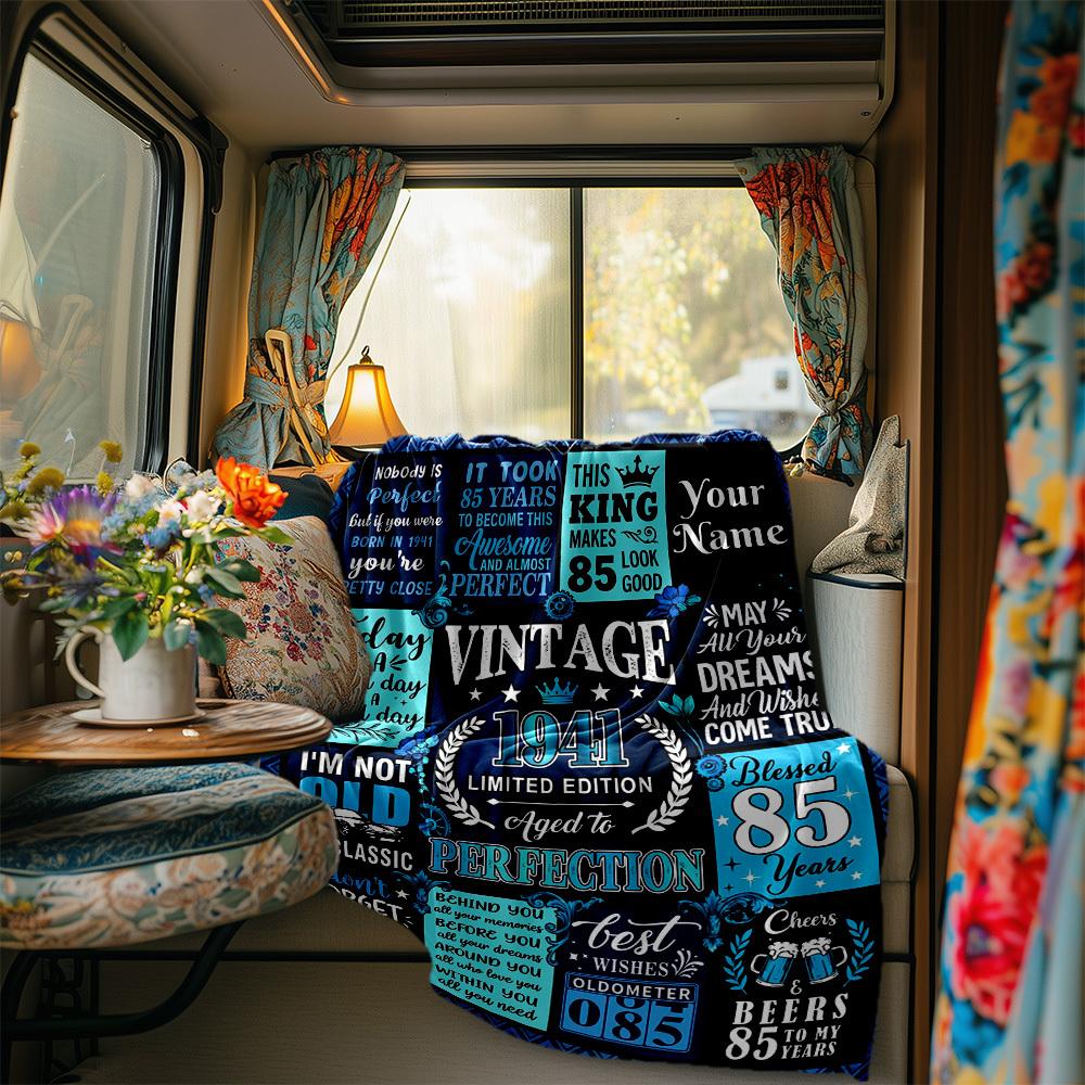 Vintage 85Th Birthday Celebration Throw Blanket Ultrasoft Throw For Sofa Couch Office Bed Picnics Four Seasons Universal Stylish Decor Perfect Gift
