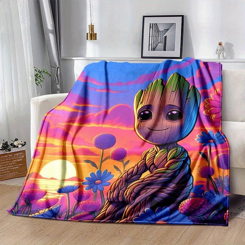 1pc Groot Printing Blanket - Soft, All-Season Throw for Office Blanket, Personalized Gift with Adorable Cartoon Design