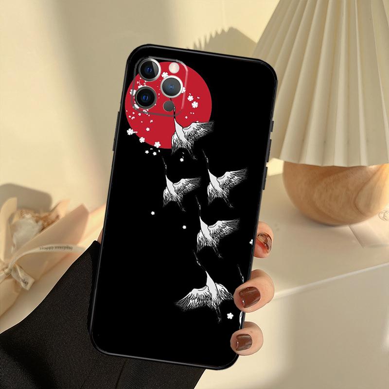 Japanese Style Art Phone Case For iPhone 16 14 13 12 11 15 17 Pro Max 13 mini 15 16 Plus 16e 17 Air Cover Funda
