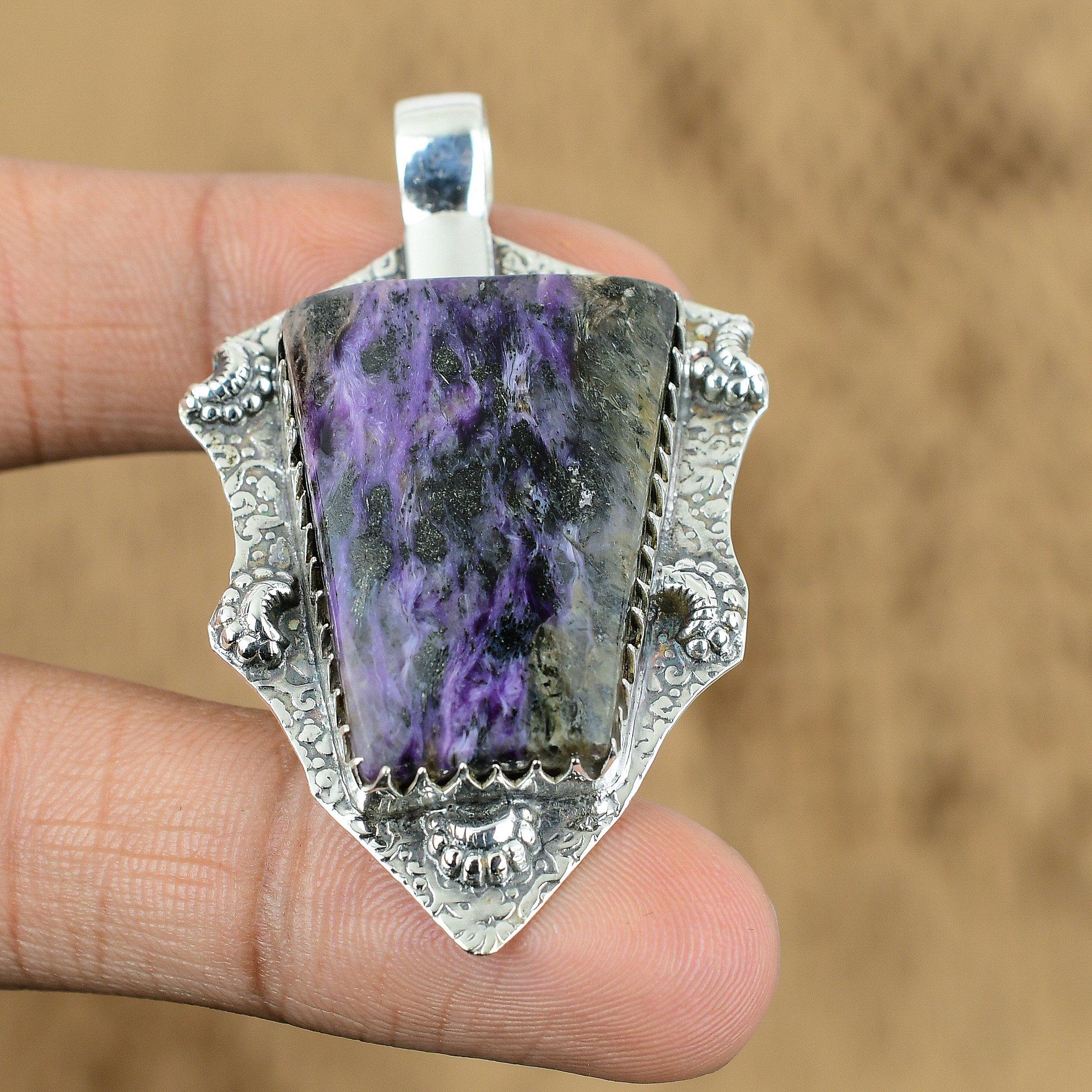 

Gift For Her 925 Sterling Silver Natural Russian Charoite Gemstone Pendant
