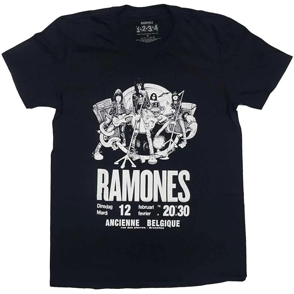 Ramones T Shirt Belgique Live Concert Poster new Official Mens Black M