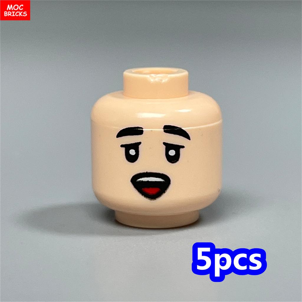 MOC Bricks Hollow Flesh Face Expression Head For 4cm Figure DIY Educational Building Blocks Toys For Children Gifts
