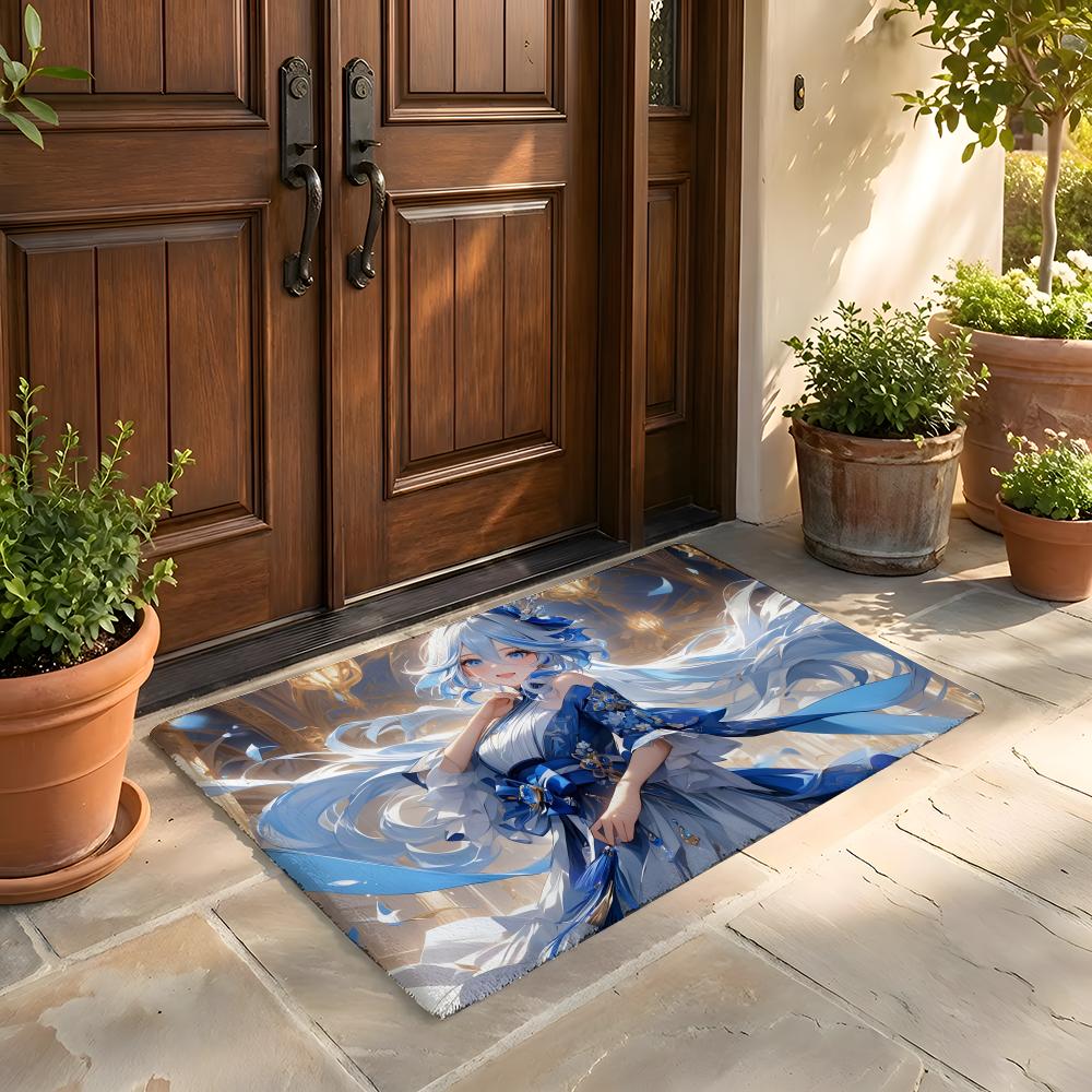 

Floor Mat Soft Flannel Rug Non-Slip Absorbent Mat for Bathroom Bedroom Home Decor Genshin Impact Furina 50x80cm