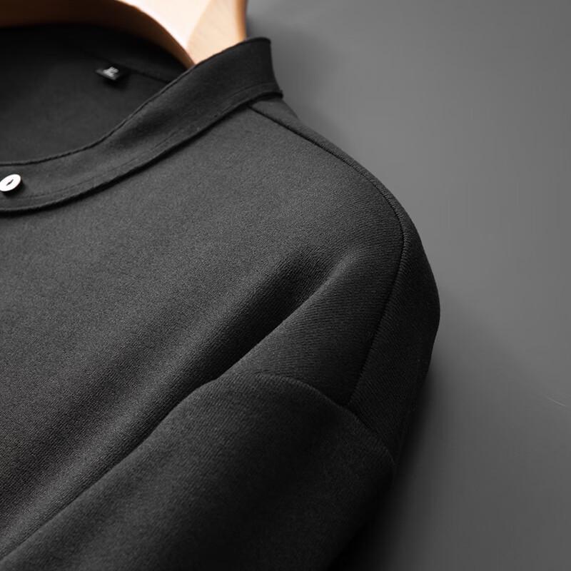 Dibinzhe Men's Plus Size New Chinese Style Zipper Stand Collar Loose Fit Long Sleeve Sweatshirt