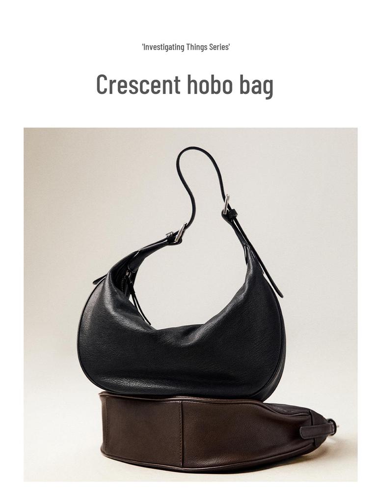 Celebrity Style Minimalist Sheepskin Crescent Hobo Crossbody Shoulder Bag for Women