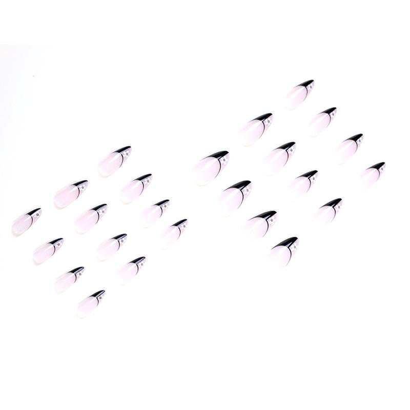 Náplast na falešné nehty Francouzské nehtové umění Černá Zlatá Květinová náplast na nehty Připevňovací nehty Nehtové umění