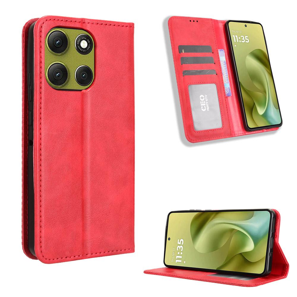 For Motorola Moto G86 Power 5G Leather Case Wallet Stand Retro Texture Phone Cover