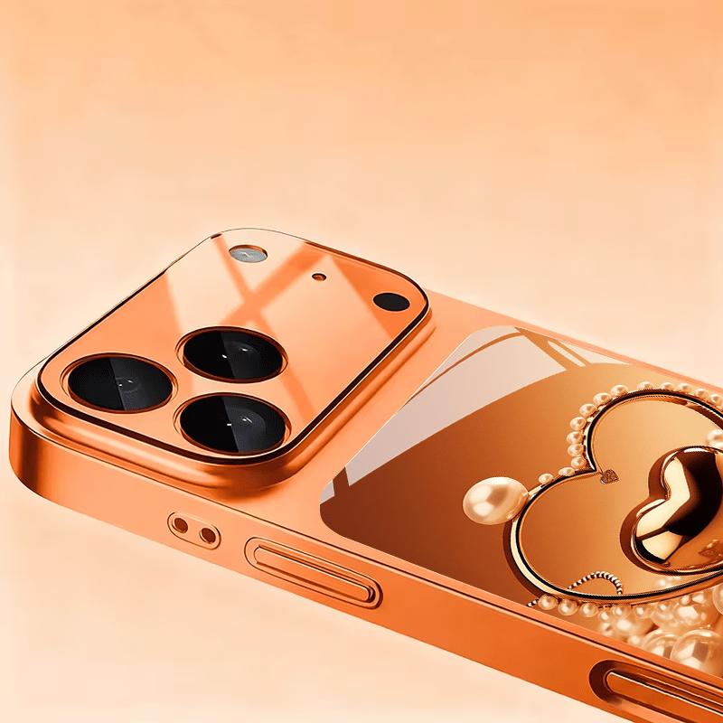 High end heart-shaped glass phone case suitable for iPhone 17 16 15 14 13 12 11 Pro/Max/Plus anti drop and shockproof back cover