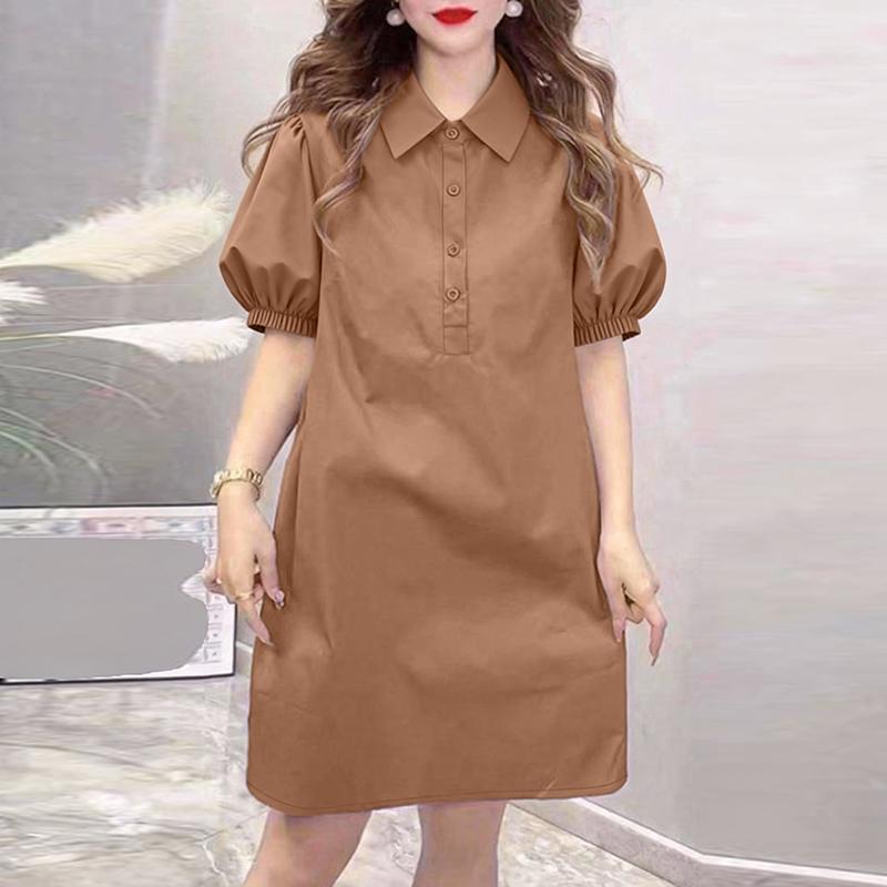 ZANZEA Women Casual Turn Down Collar Summer Short Sleeve Shirt Dress