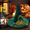 Rose-Lace Decor Witch Hat Halloween Green Party Cosplay Hat Magical Mystery Role-play Witch Hat Costume Accessory