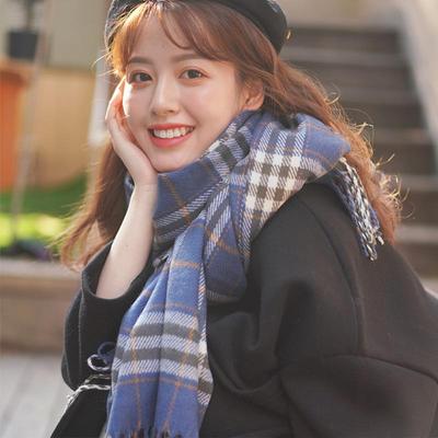Women's Winter Casual Plaid Scarf Japanese Imitation Cashmere Thick Warm Scarf Scarf Shawl KTB