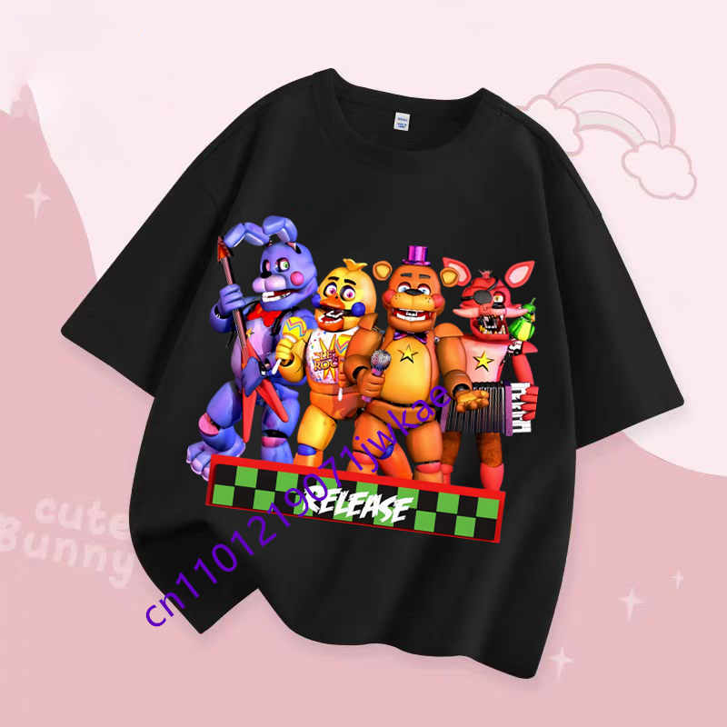 FNAF Prodyšná trička Děti Pět nocí u Freddyho Roztomilý krátký top Kluci Dívky Letní módní tričko Dětské oblečení