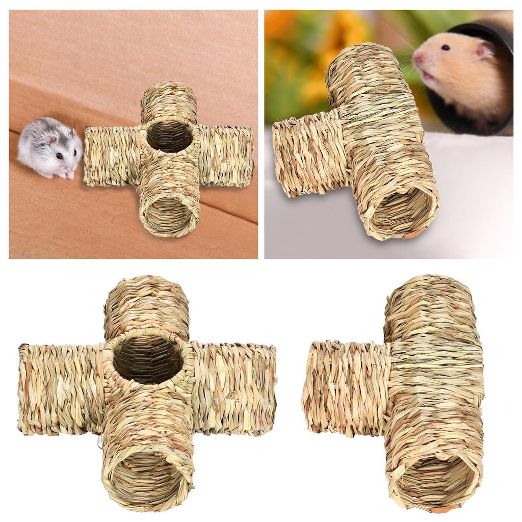 Hamster Grass Tunnel House Hideaway Nest Bunny Toy Lightweight Interactive Tube for Mice