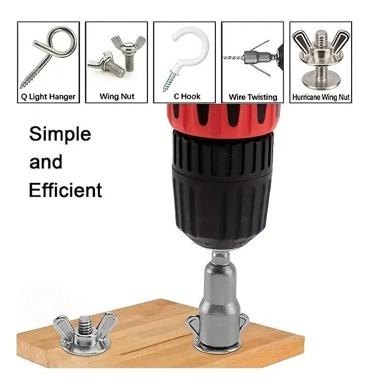 Black 65mm Hexagonal Slotted Socket Wrench Electric Screwdriver Butterfly Hole Wrench Electric Tool Accessory Set