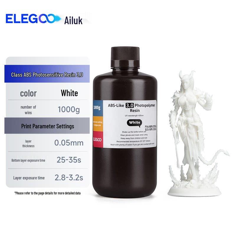 ELEGOO Photopolymer 3D Printer Resin, Universal Photosensitive ABS, 500g/100 Iron.