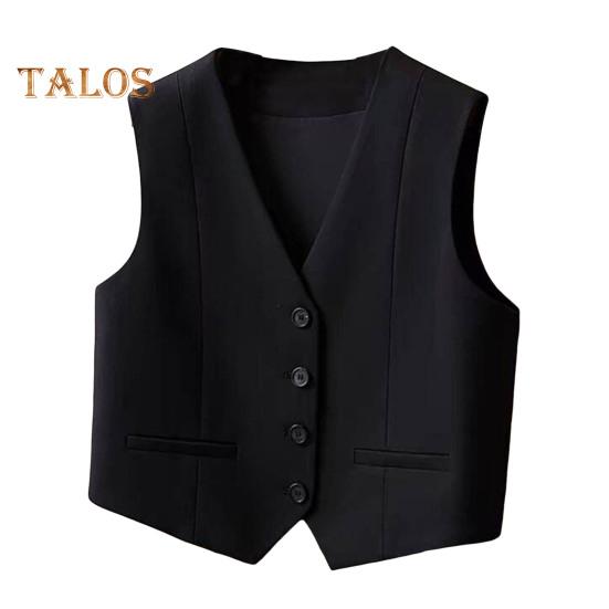 

Женский жилет, жилет, винтажный, без рукавов, нарядный костюм, повседневный, на пуговицах, с V-образным вырезом, смокинг, жилет для повседневной носки, офиса, свиданий, улицы L чёрный