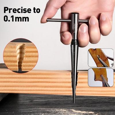 2PCS Tapered Reamer Set with T-Handle 6 Fluted Chamfer Reaming Handle Drilling Tools Woodworker Cutting Tools  3-13/5-16mm