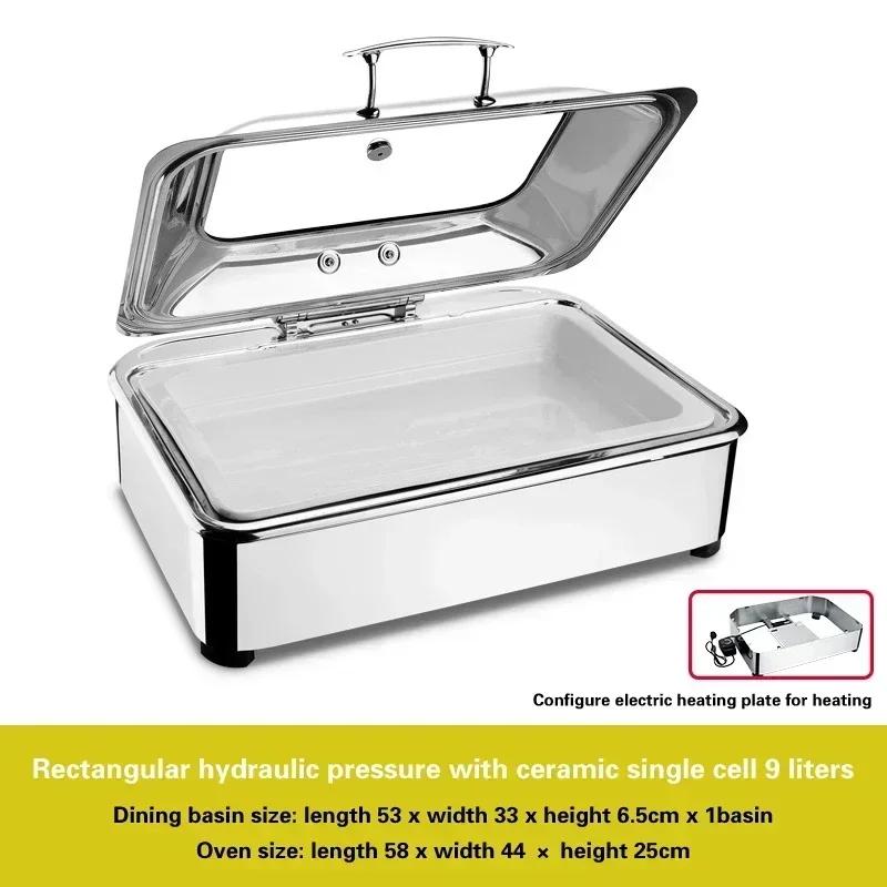 Electric heating insulation furnace Hotel breakfast stove Square Buffet Furnace tableware Stainless steel hydraulic buffet stove