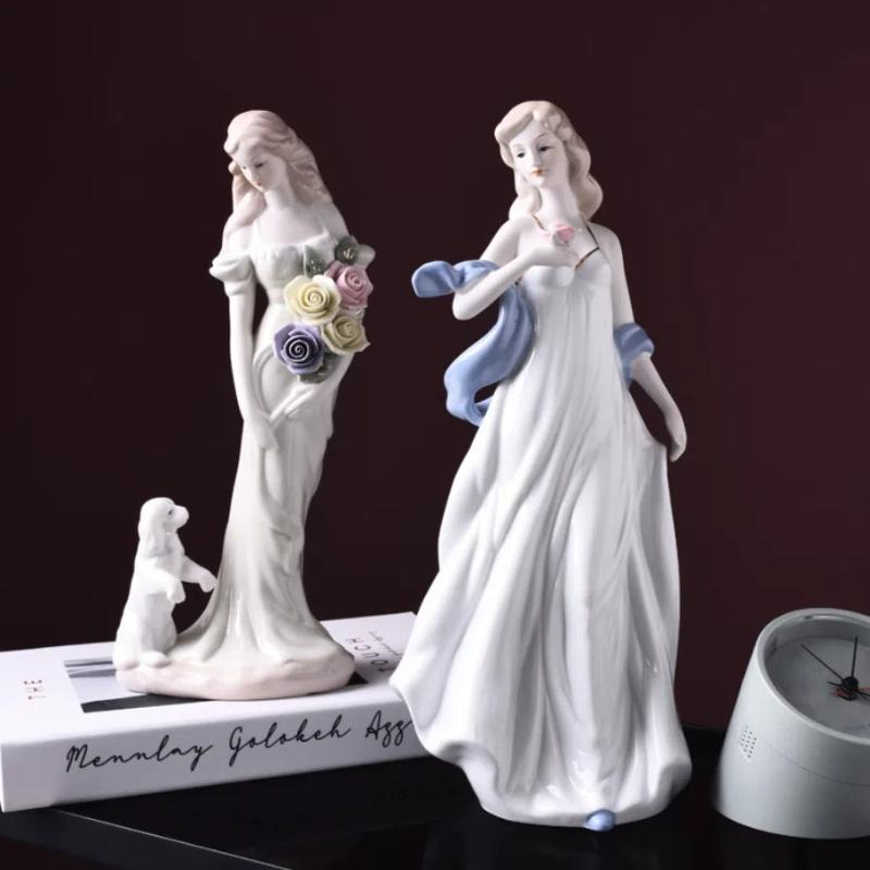NooLim Figurine elegante Zeițe din ceramică – Statuetă din porțelan pentru decor de nuntă și cadouri pentru casă