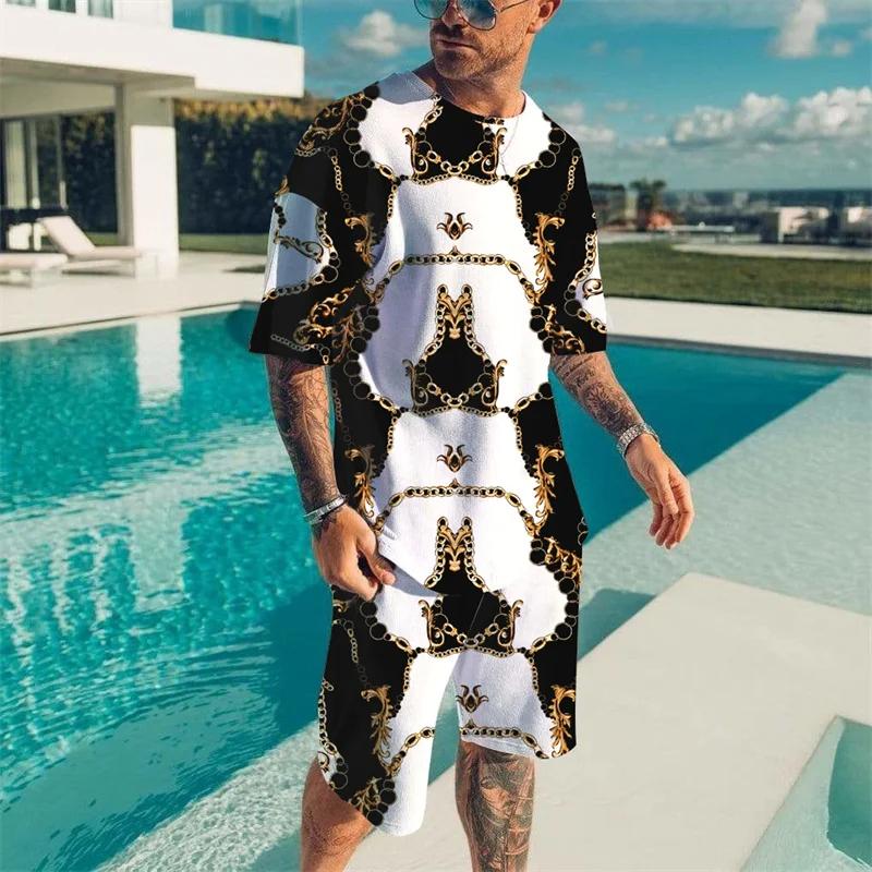 

Летний винтажный принт с узором дракона 2 шт. Мужские 3D комплекты Футболка + Шорты 2 шт. комплект Новый костюм Мода Оверсайз Повседневный комплект из двух предметов 6XL