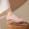 Large Size Thick-heeled Cool Slippers for Women's Outer Wear Summer New Fashion Printed Open-toed High-heeled Slippers
