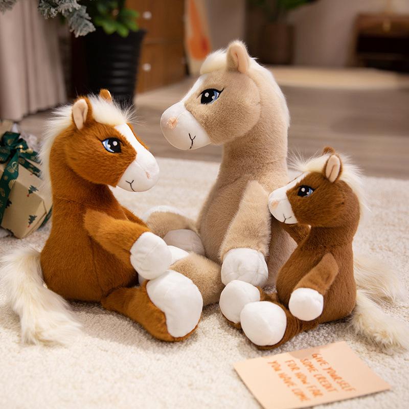 Cute Cute Brown Pony Doll Plush Toy Zodiac Horse Foal Doll Children Soothing Doll