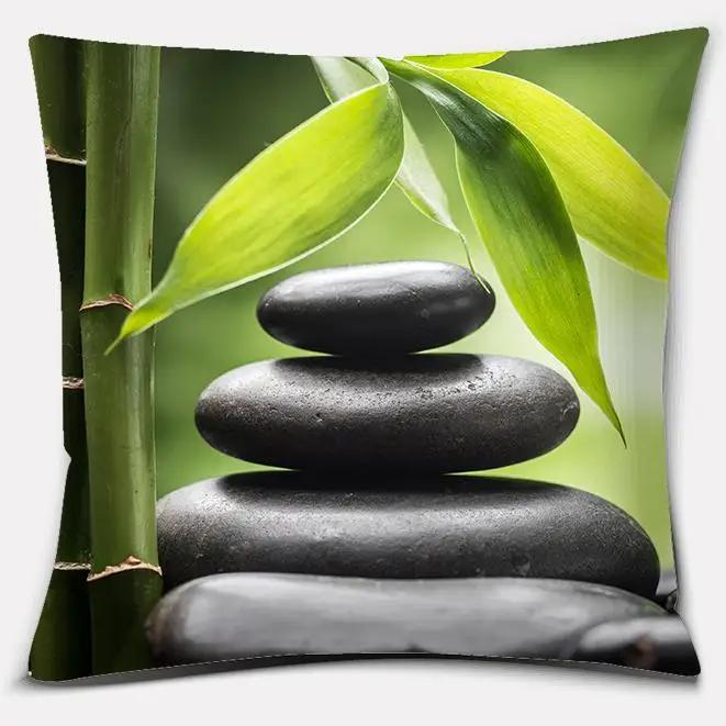 45X45Cm Buddha Zen Stone Buddhist Flower Pillow Case Home Office Decoration Throw Pillow Case Bedroom Sofa Cushion Cover