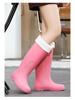 Women's Fashionable Non-Slip High-Top Rain Boots with Fleece Lining for Warmth
