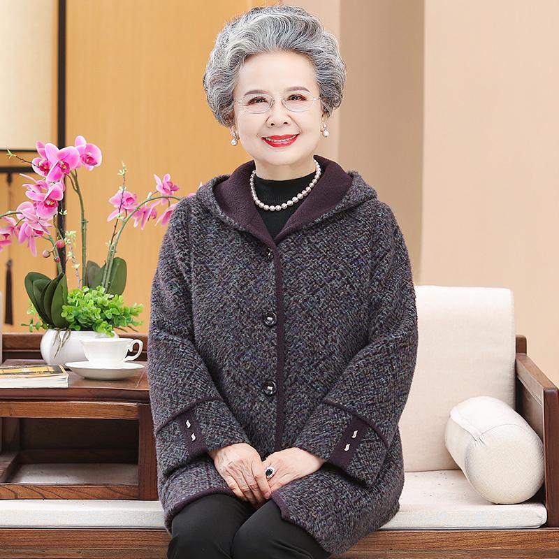 

Женское шерстяное пальто с капюшоном для женщин среднего и пожилого возраста (Весна осень) 5XL (150–170 jin)