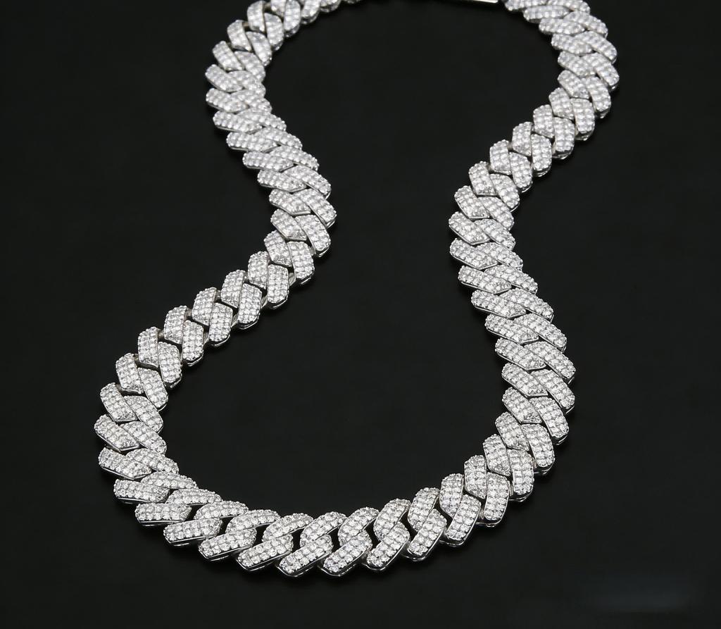 15mm Cuban Link Chain Necklaces Iced Out Miami Cuban Chain for Man Women Iced Out Shiny Inlaid Zircon Hip Hop Jewelry
