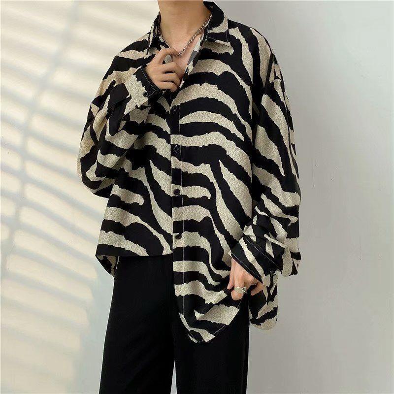 Unisex Thai Vintage Floral Long-Sleeve Shirt, Loose Fit for Street Dance, Spring/Autumn