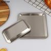 Luxury Square Rectangular Stainless Steel Serving Tray Cafe Cake Dessert Plate Storage Trays Home Kitchen Storage Table Dish