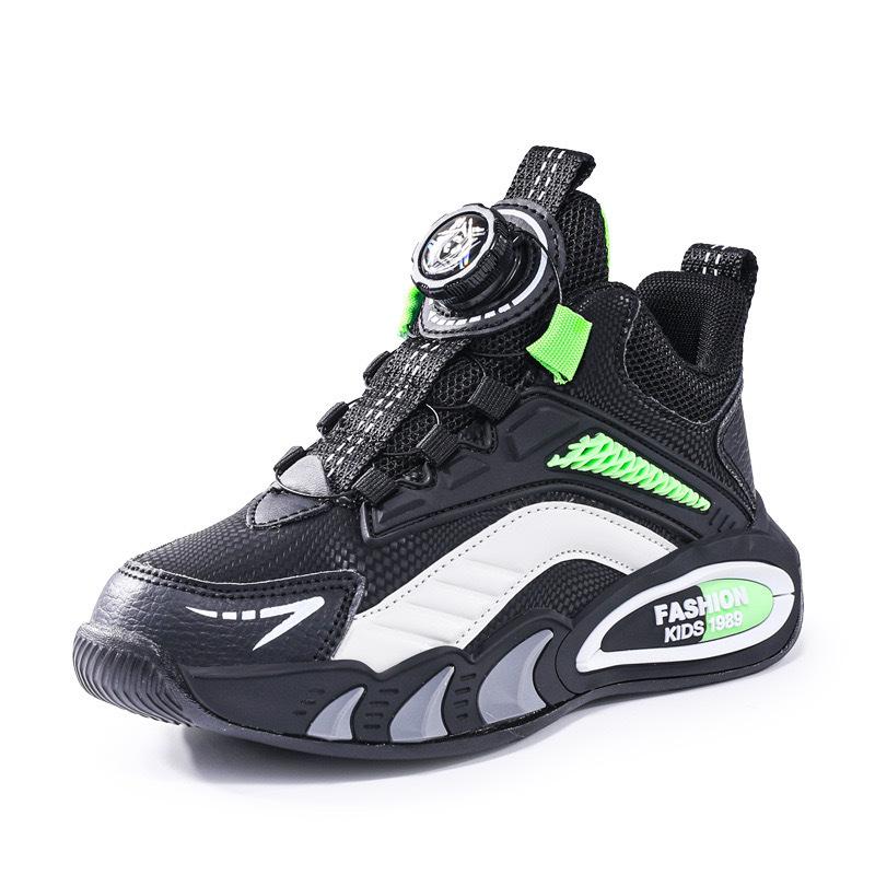 2025 Spring and Autumn Children's Sneakers Medium and Older Children's Leather Running Shoes Breathable Mesh Board Shoes Male and Female Students Shoe