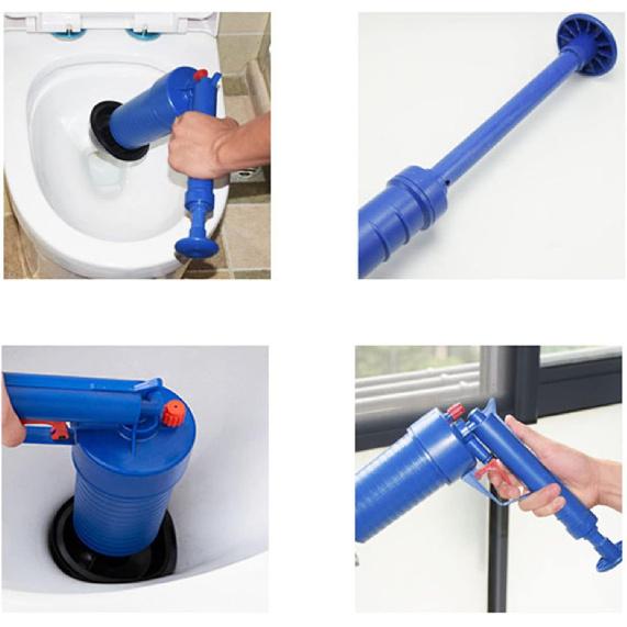 Toilet Plunger, High Pressure Air Drain Blaster Gun Sink Clog Remover Tool Pipe Dredging Unclogger with 4 Sized Suckers for Bathroom Bathtubs Tub