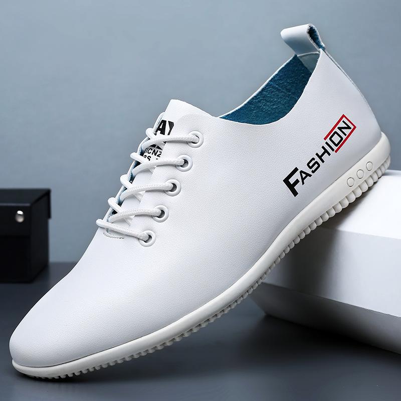 

Мужская обувь весна новая повседневная кожаная обувь мужская маленькая белая обувь мягкая подошва дышащая тренд обувь Доудоу 38 белый