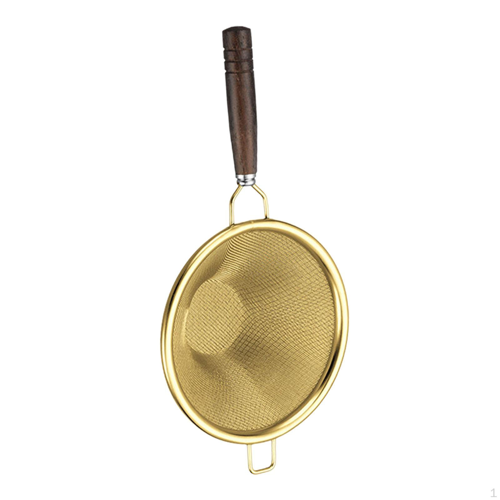 

Сетчатый фильтр для заваривания чая, многоразовый, с деревянной ручкой, портативный фильтр с вкладышем золотистый