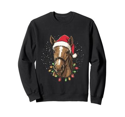 Lustiger Reittrainer mit Weihnachtsmütze und Lichtern