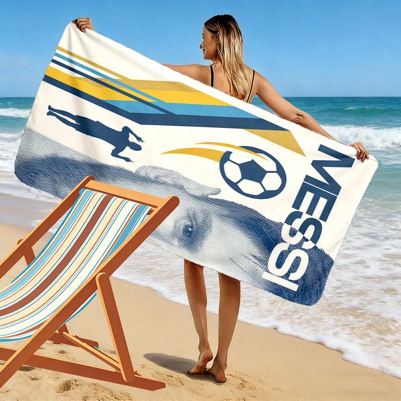 Asciugamano da Spiaggia Stampa Radiosa Messi, Asciugamano Grande Morbido Asciugatura Rapida per Spiaggia Campeggio Nuoto