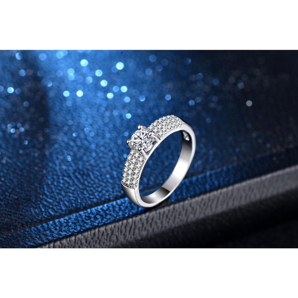 Classic Mozambican Diamond Ring European and N Fashion Explosion of Platinum Plated Wedding Diamond Ring