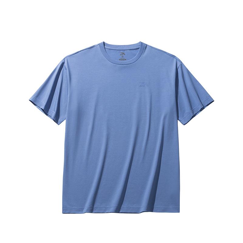 Anta Comfortable Breathable Solid Color Round Neck Short Sleeve T-Shirt Unisex Tops Navy-Blue 972528125-4
