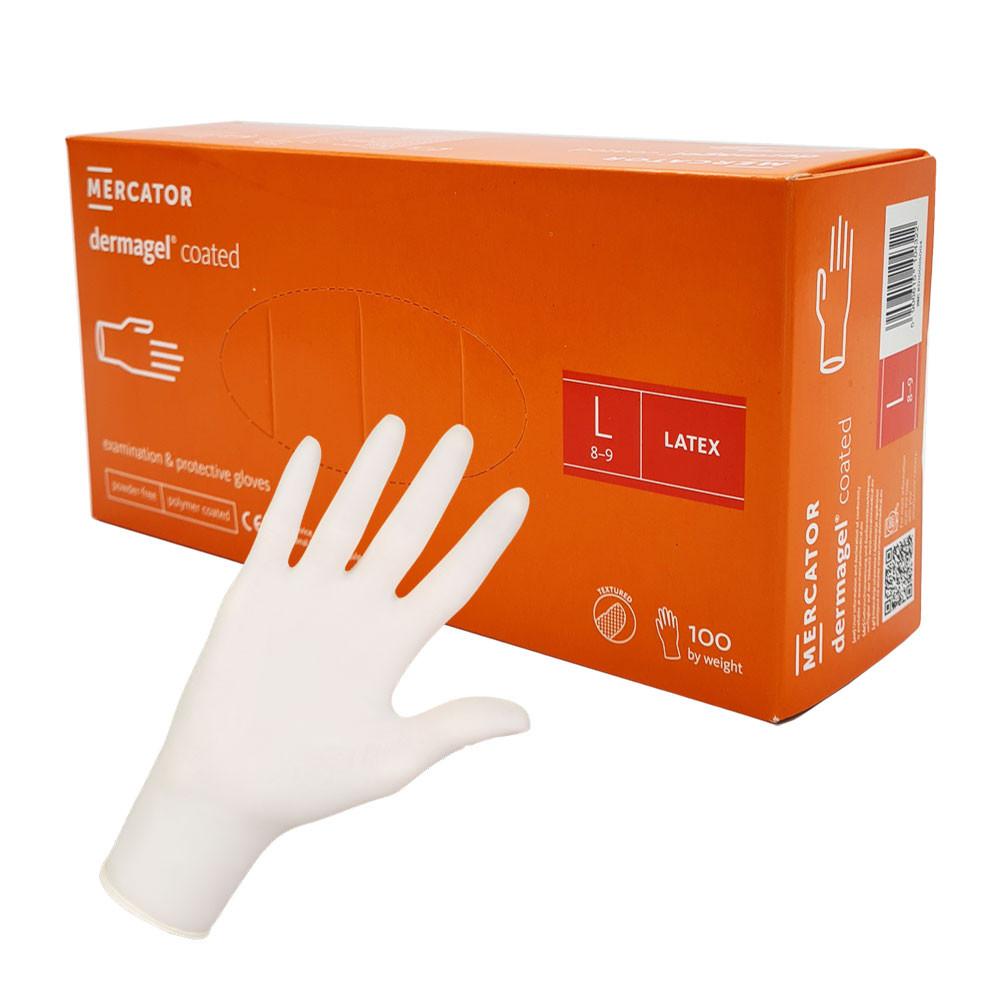 Latex Gloves Mercator Dermagel Coated 100 Pcs