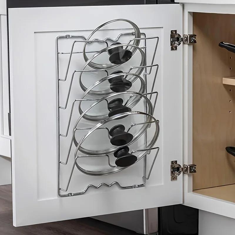 1Pcs Kitchen Accessories Stainless Steel Pot Lid Shelf Kitchen Organizer Pan Cover Lid Rack Stand Holder Dish Rack